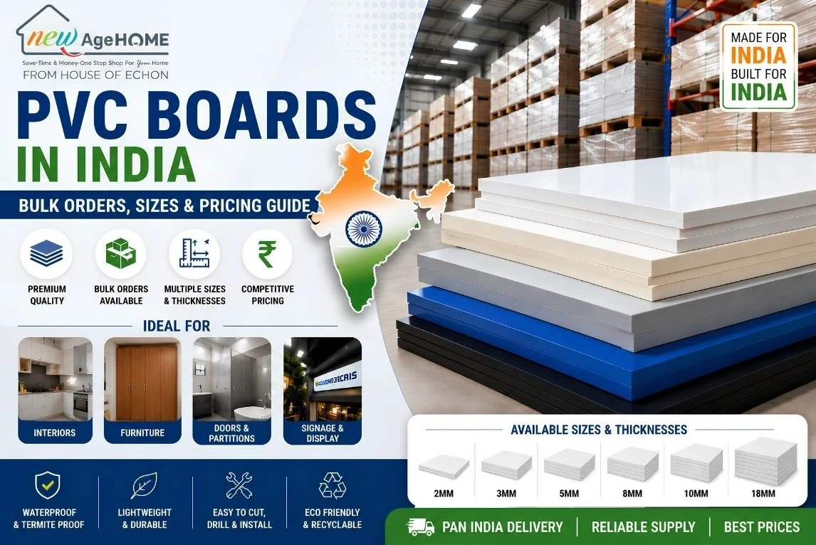 PVC boards in India available for bulk orders with multiple thickness options, waterproof performance, and pan-India delivery support.